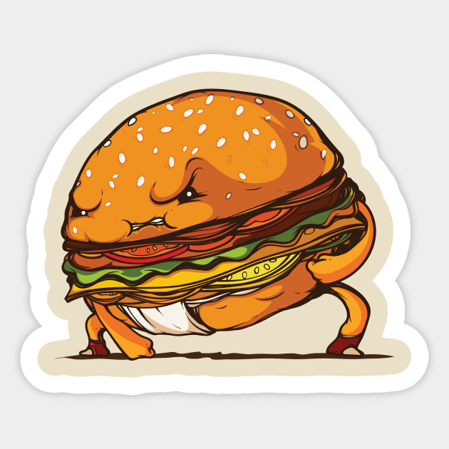 Sumo Burger Hamburger Food Fighter Sticker by extrinsiceye